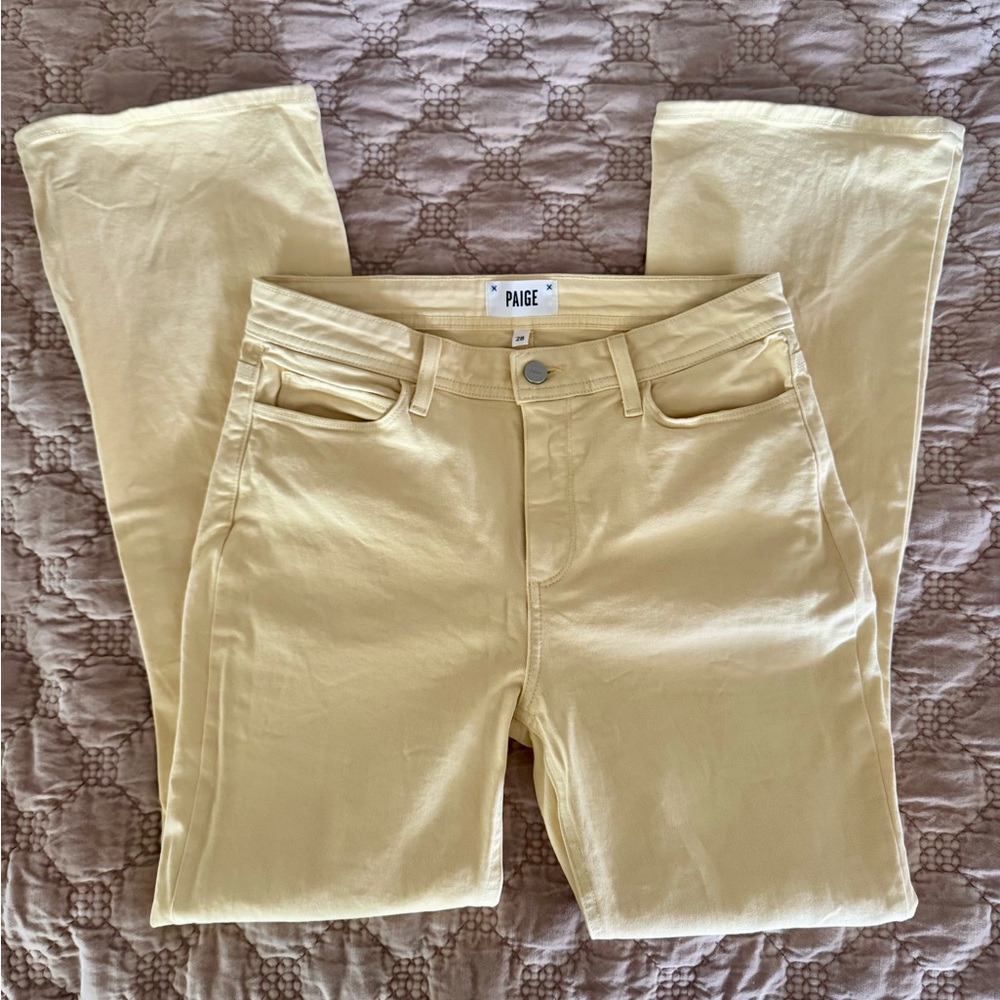 PAIGE Women's Straight Leg Butter Cream Yellow Jeans